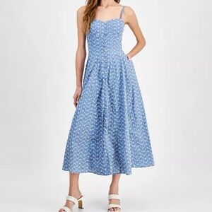 Taylor A Line Midi Embroidered Dress Eyelet Sleeveless Midi Size 10 New